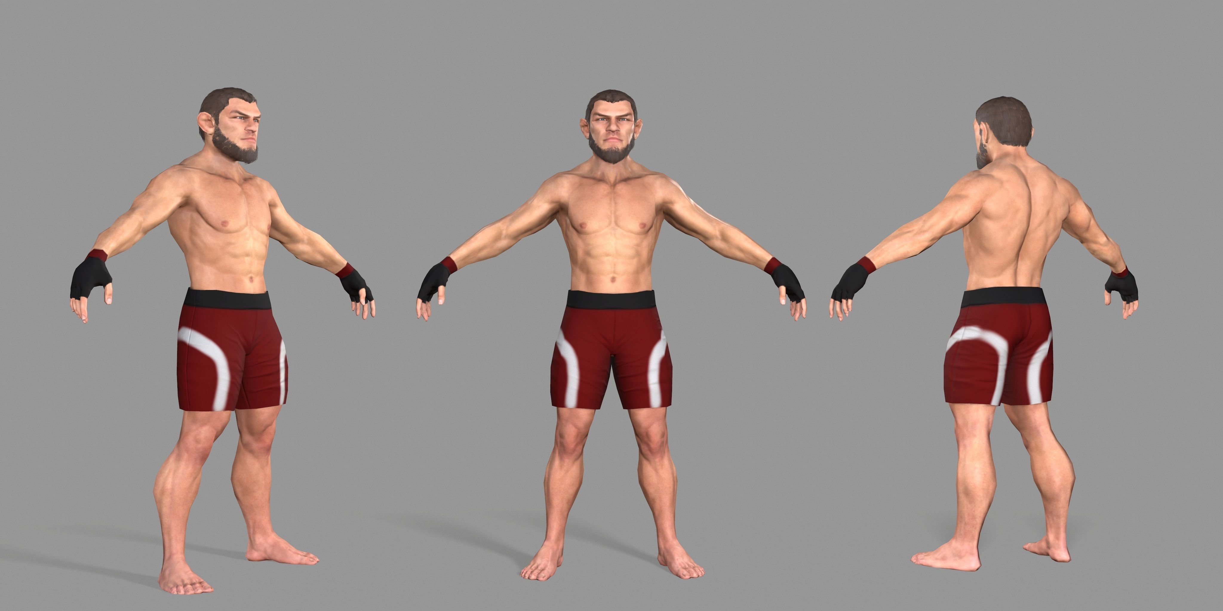 UFC Boxer Low-poly 3D model_3