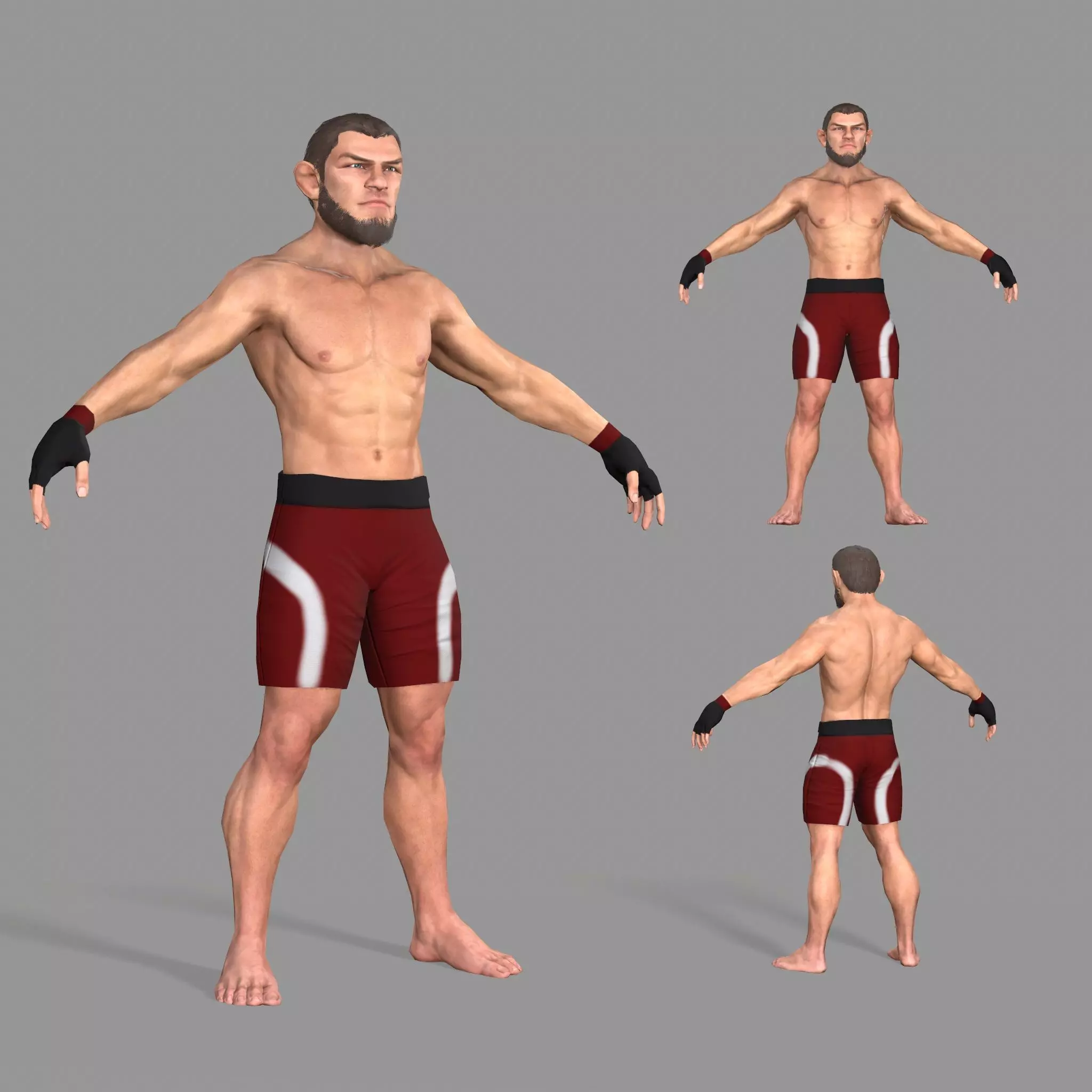 UFC Boxer Low-poly 3D model_0