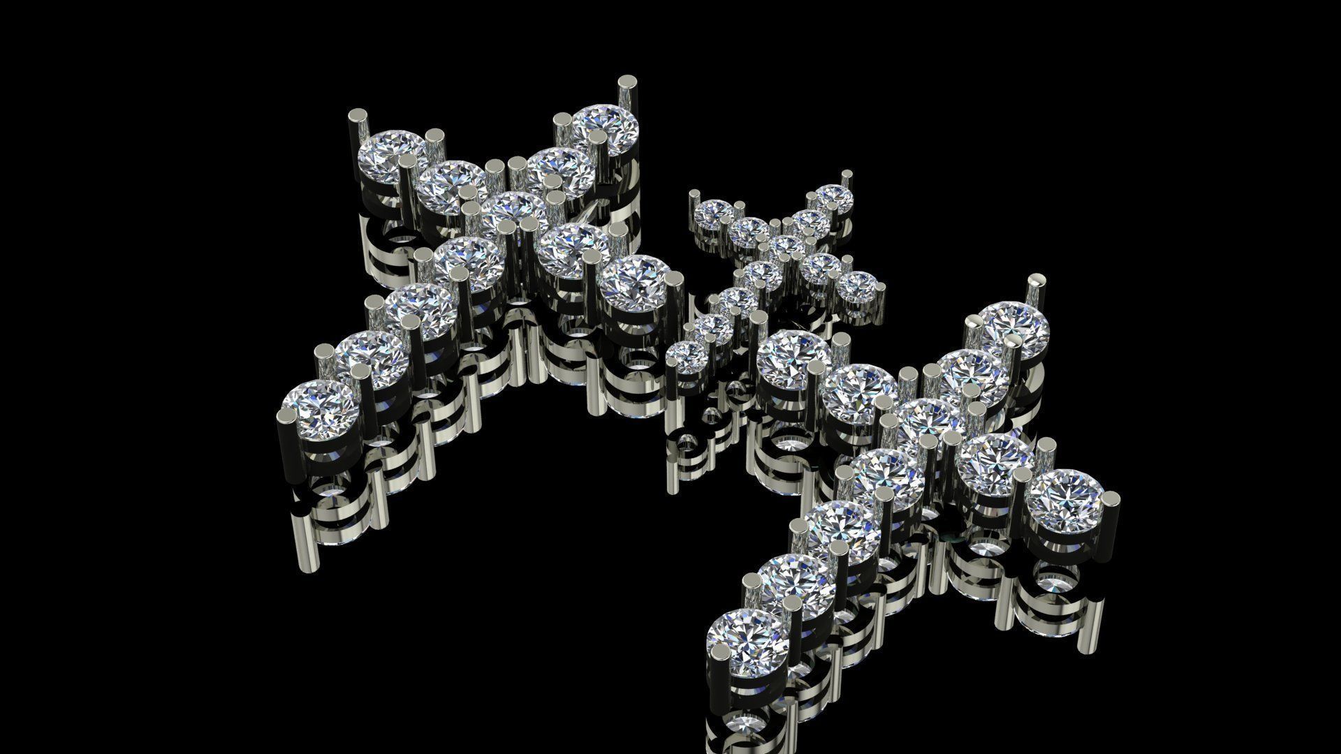 Cross with diamonds Free 3D print model_2