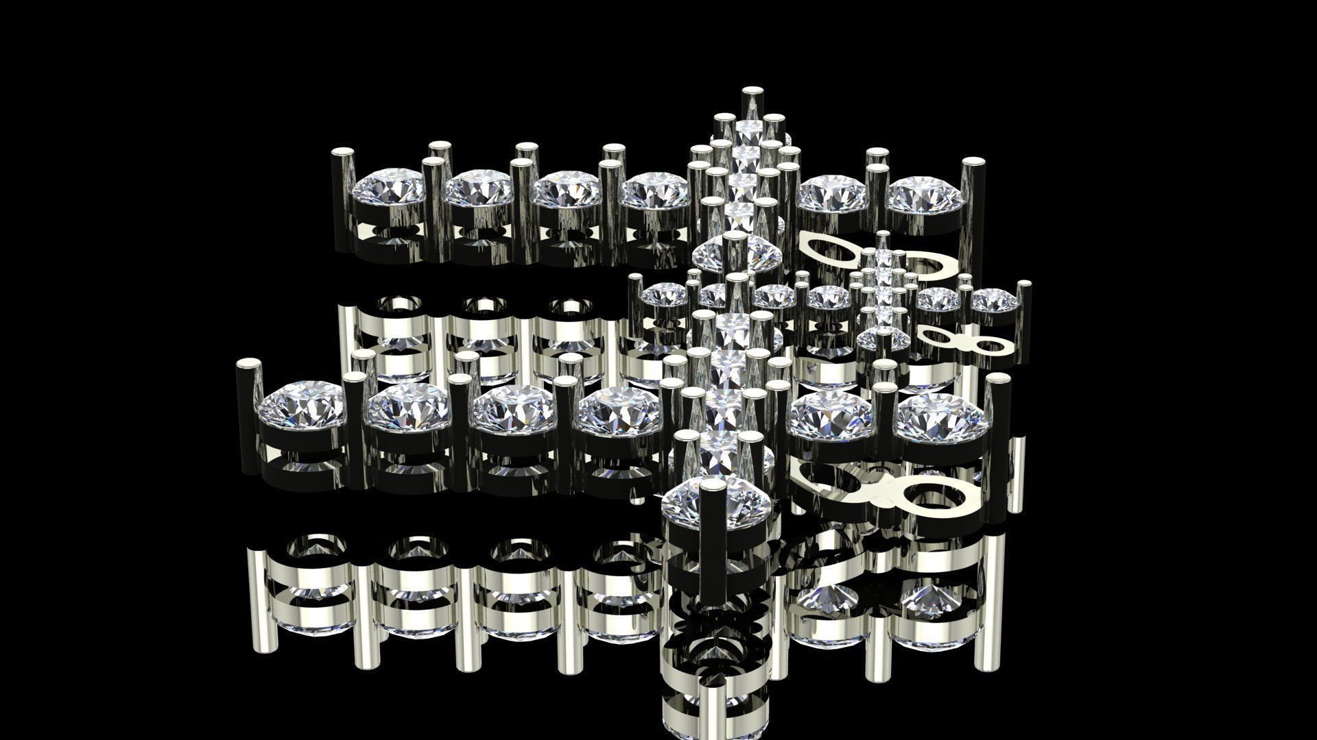 Cross with diamonds Free 3D print model_3