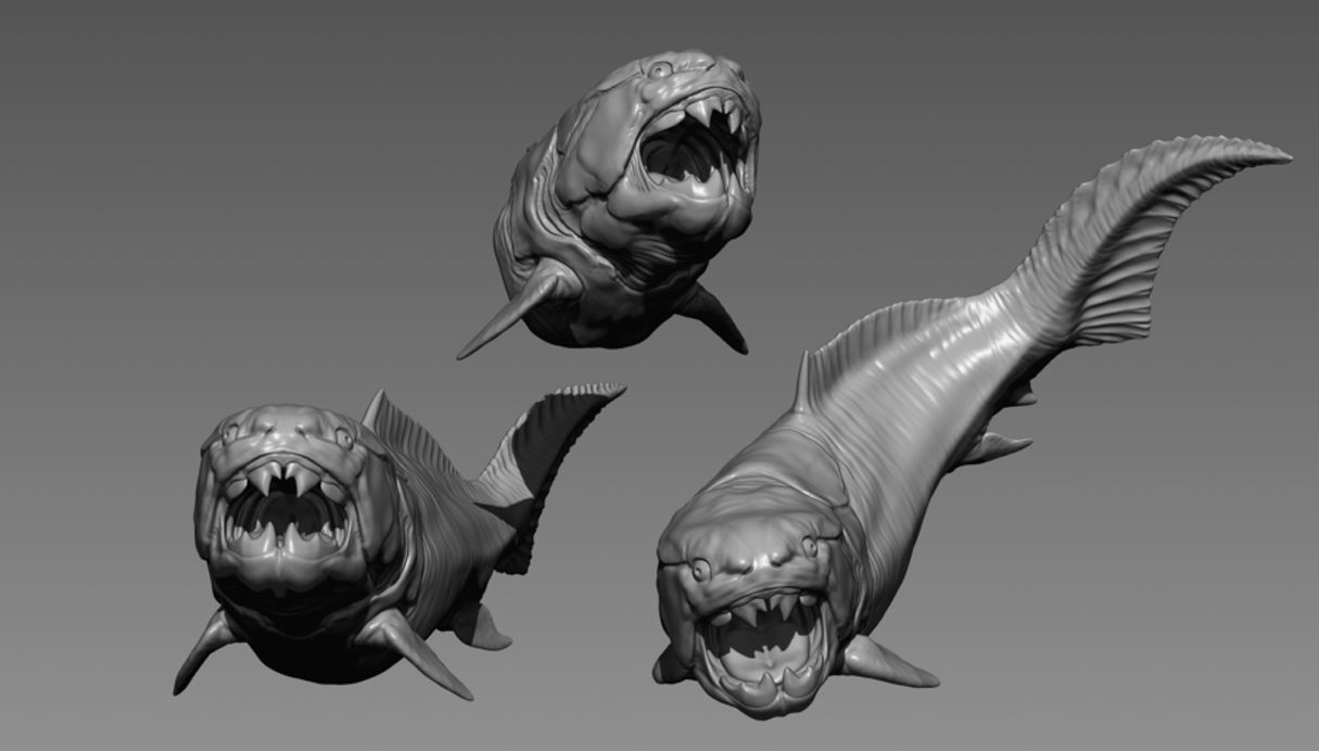 Dunkleosteus  - 3D Printable Prehistoric Creature - 3 Poses 3D print model_2