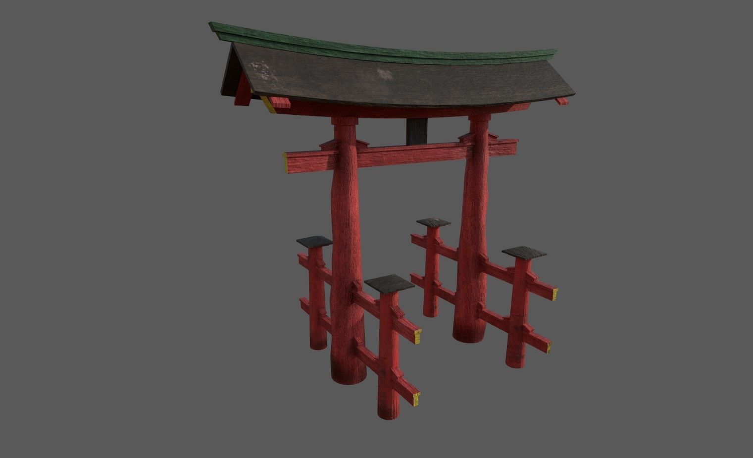 Torii Japanese Gate Low-poly 3D model_1
