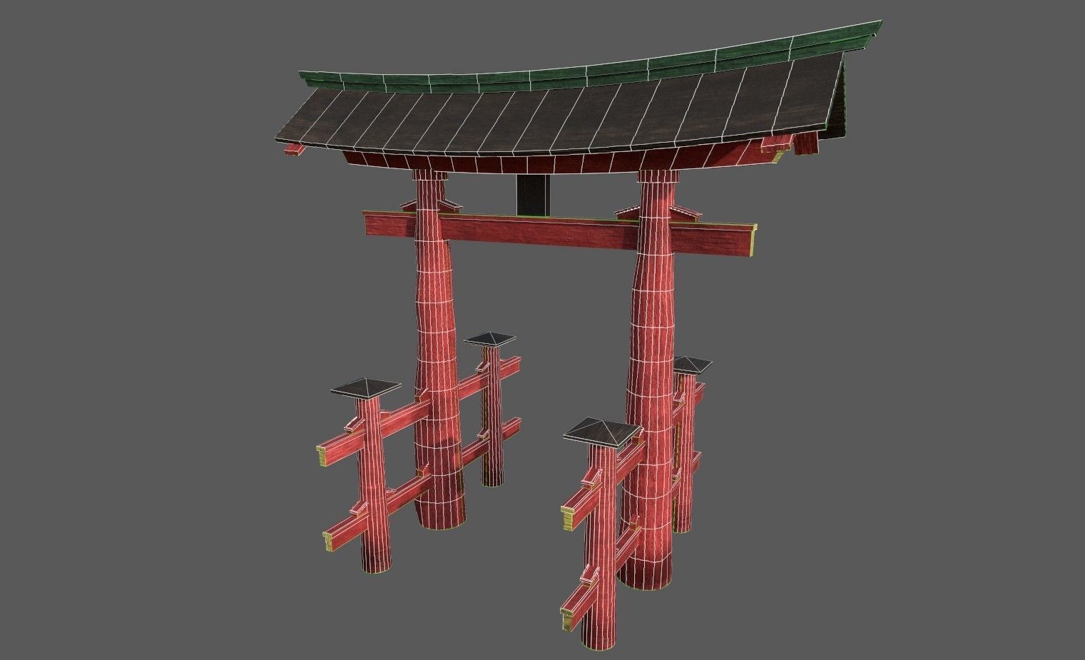 Torii Japanese Gate Low-poly 3D model_2