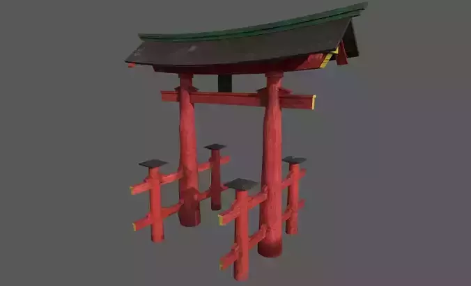 Torii Japanese Gate Low-poly 3D model
