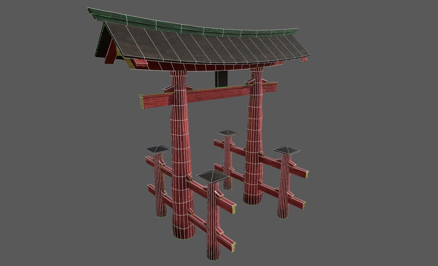 Torii Japanese Gate Low-poly 3D model_3
