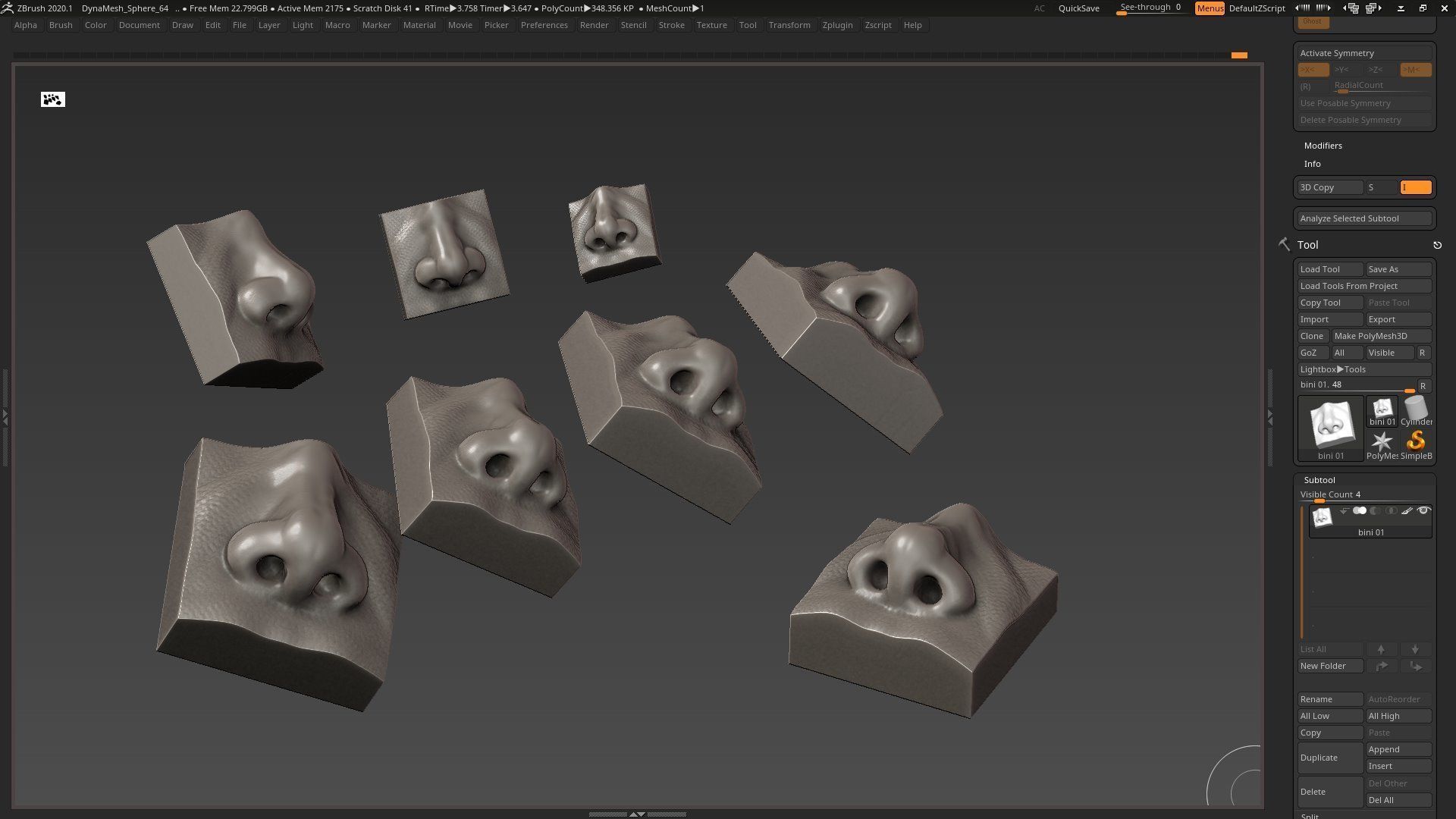 nose low poly and high poly  Low-poly 3D model_2