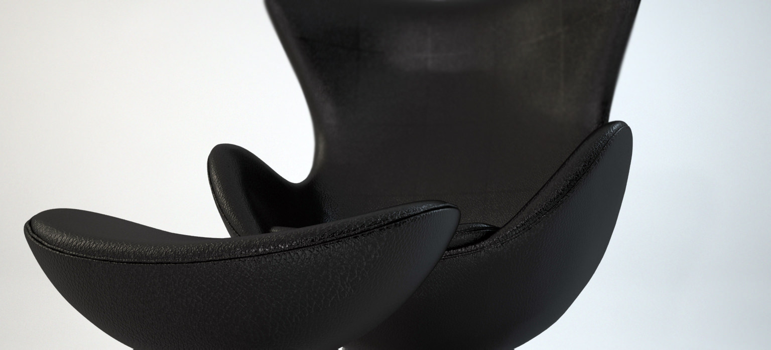 The Egg Chair with stool - Arne Jacobsen 3D model_3