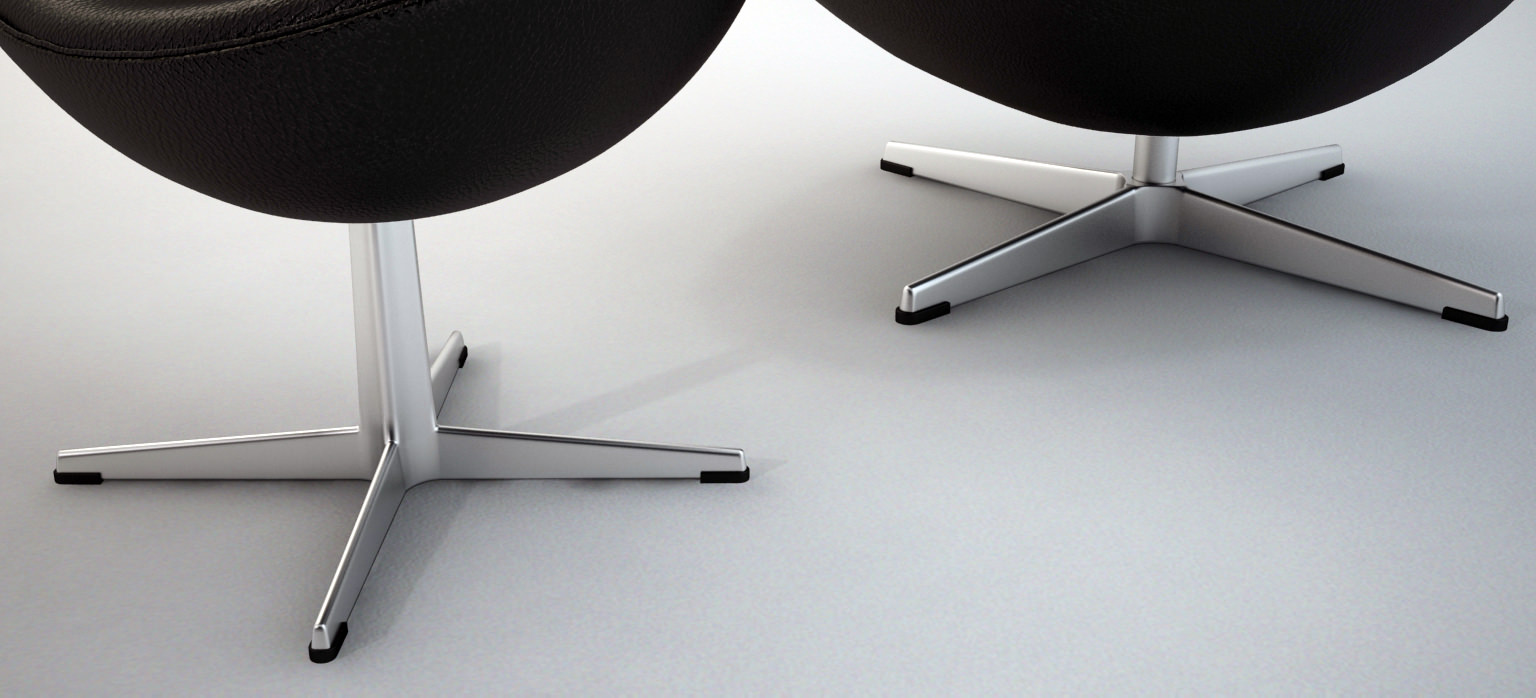 The Egg Chair with stool - Arne Jacobsen 3D model_4