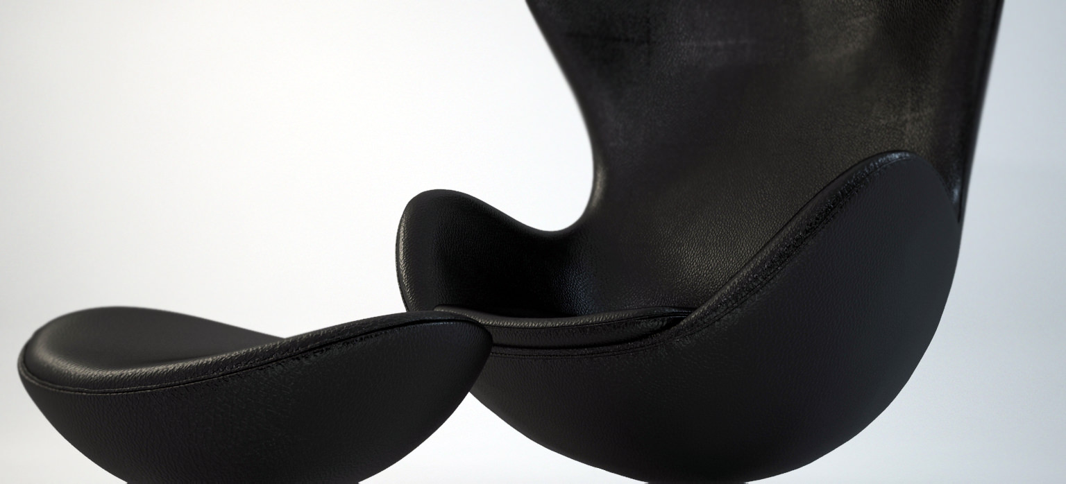 The Egg Chair with stool - Arne Jacobsen 3D model_2