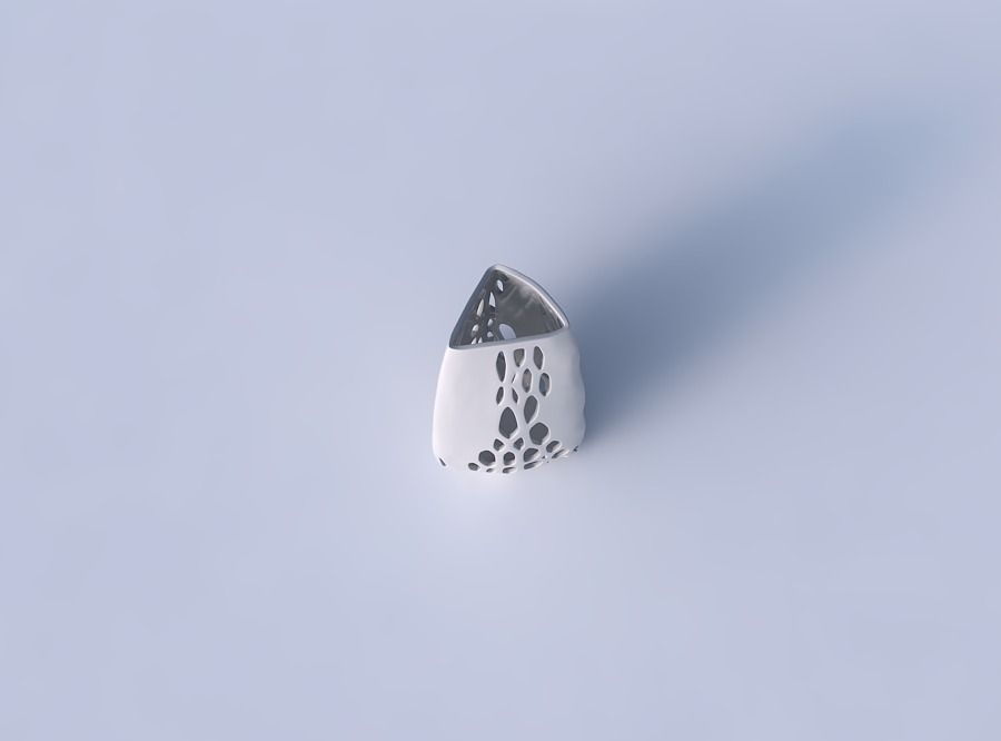 Vase curved tipping triangle with organic lattice on edges 3D print model_2