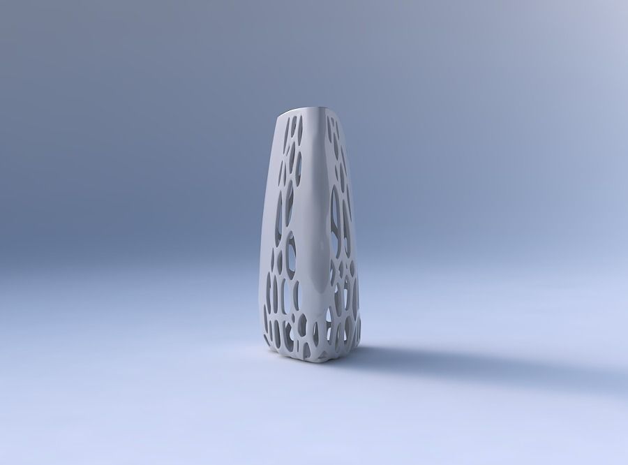 Vase curved tipping triangle with organic lattice on edges 3D print model_4