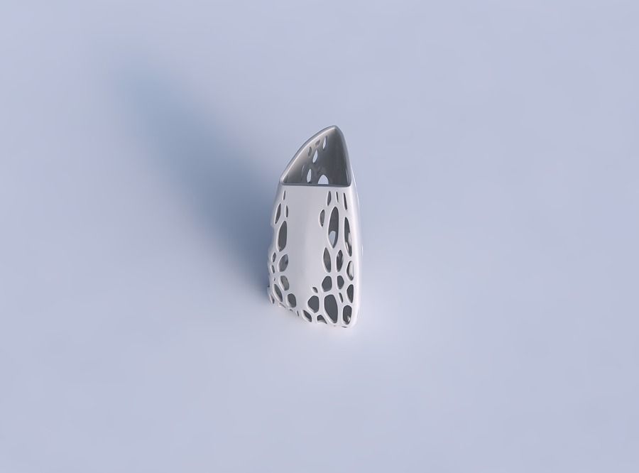 Vase curved tipping triangle with organic lattice on edges 3D print model_1