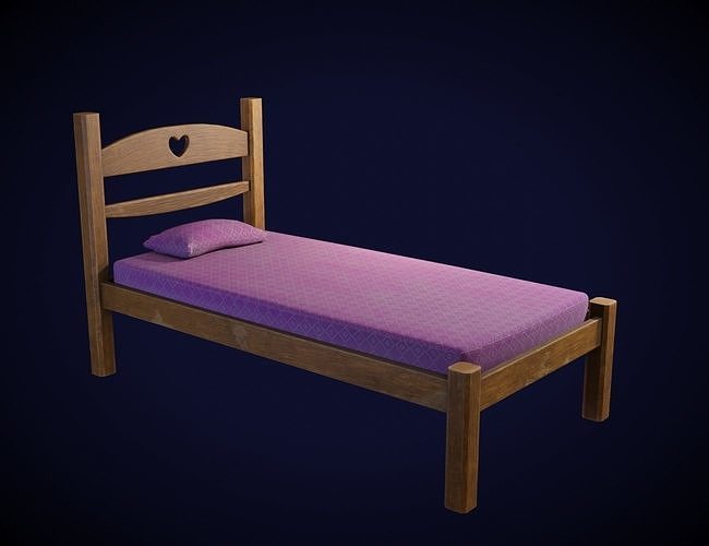 Wooden Child Bed Low-poly 3D model