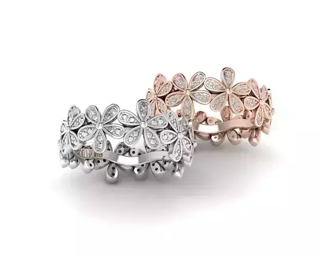 cgw0004 two diamond flower ring in rose gold and gold