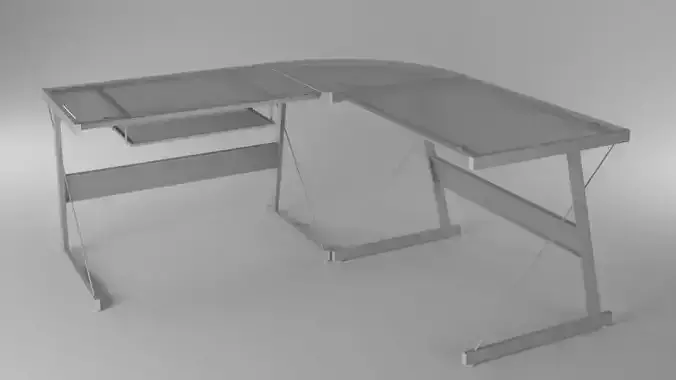 Frosted Glass L-Shaped Desk Low-poly 3D model