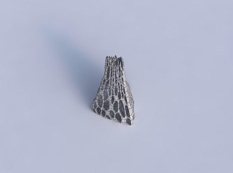 Vase grounded tilted triangle with cracked organic lattice 3D print model_6