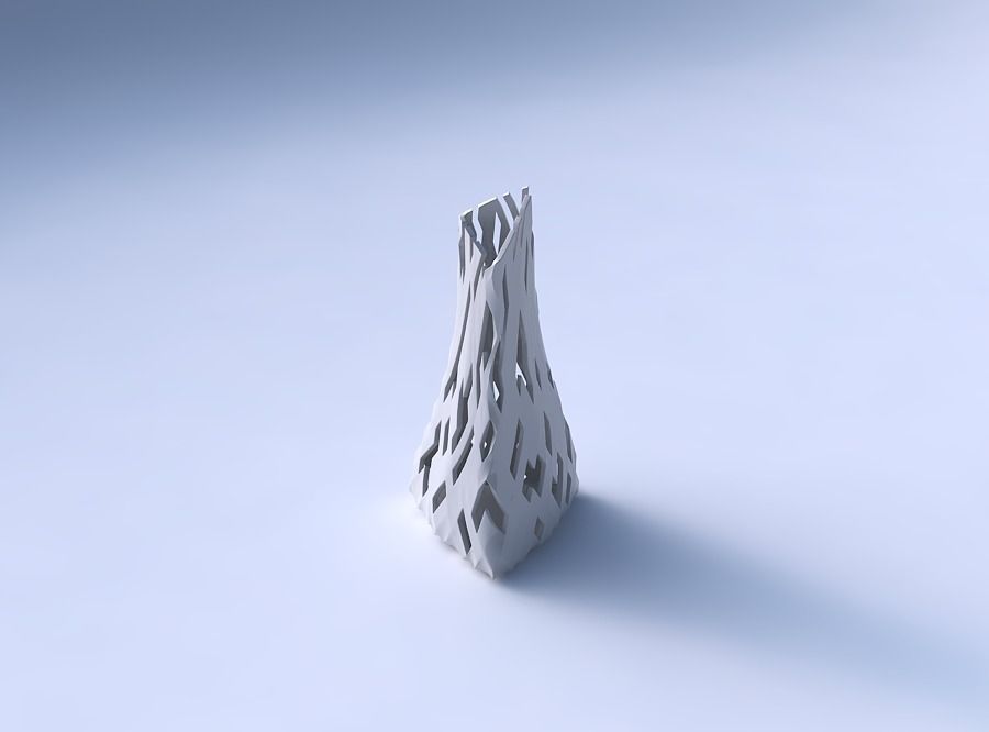 Vase grounded tilted triangle with cuts 3D print model_3