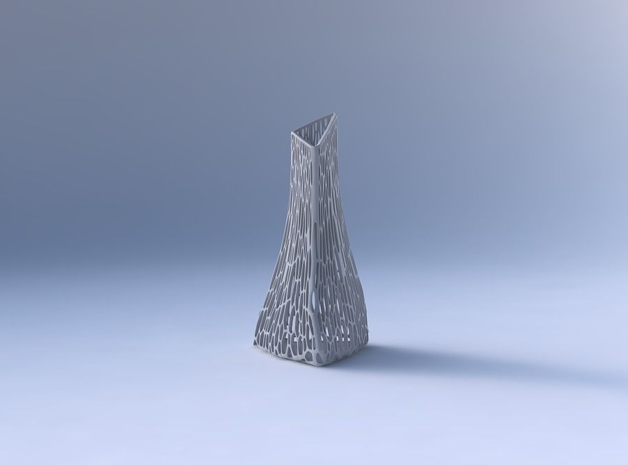Vase grounded tilted triangle with dense oblong organic lattice 3D print model_4
