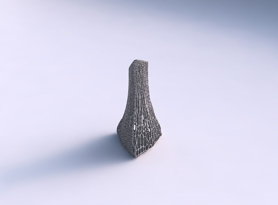 Vase grounded tilted triangle with dense oblong organic lattice 3D print model_5