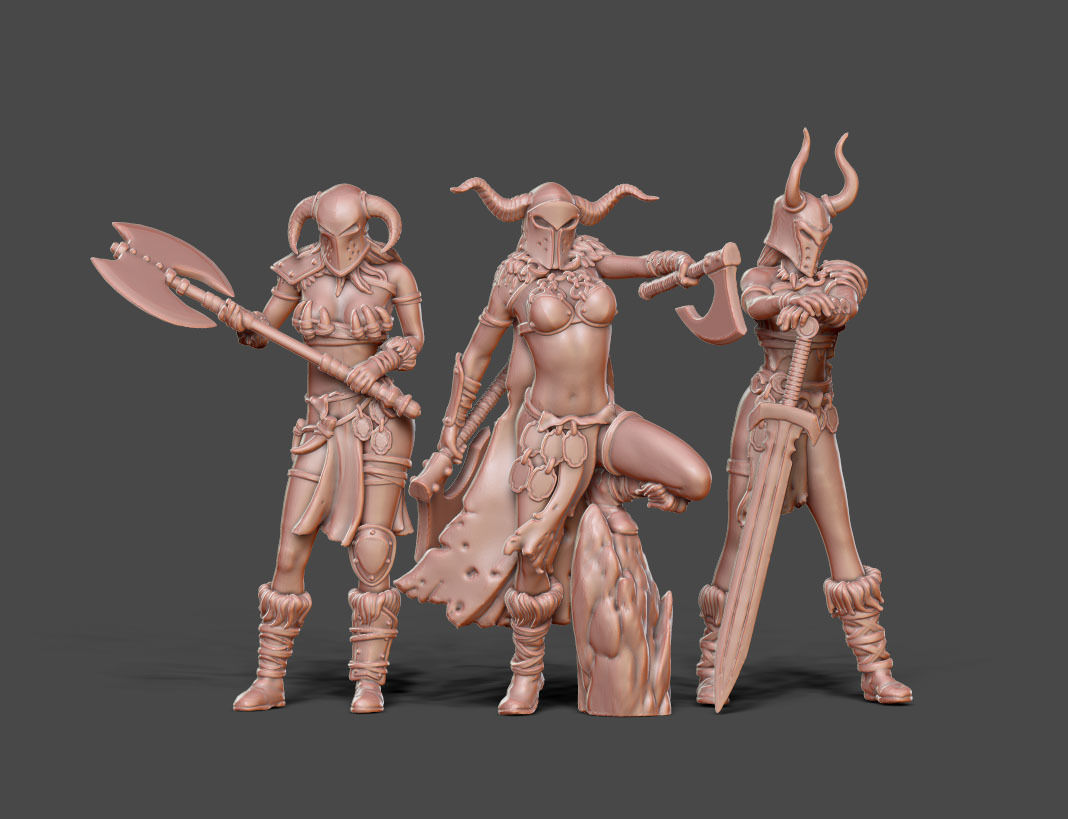 Barbarian bundle II - 3 miniatures 35 m scale 3D print model_2