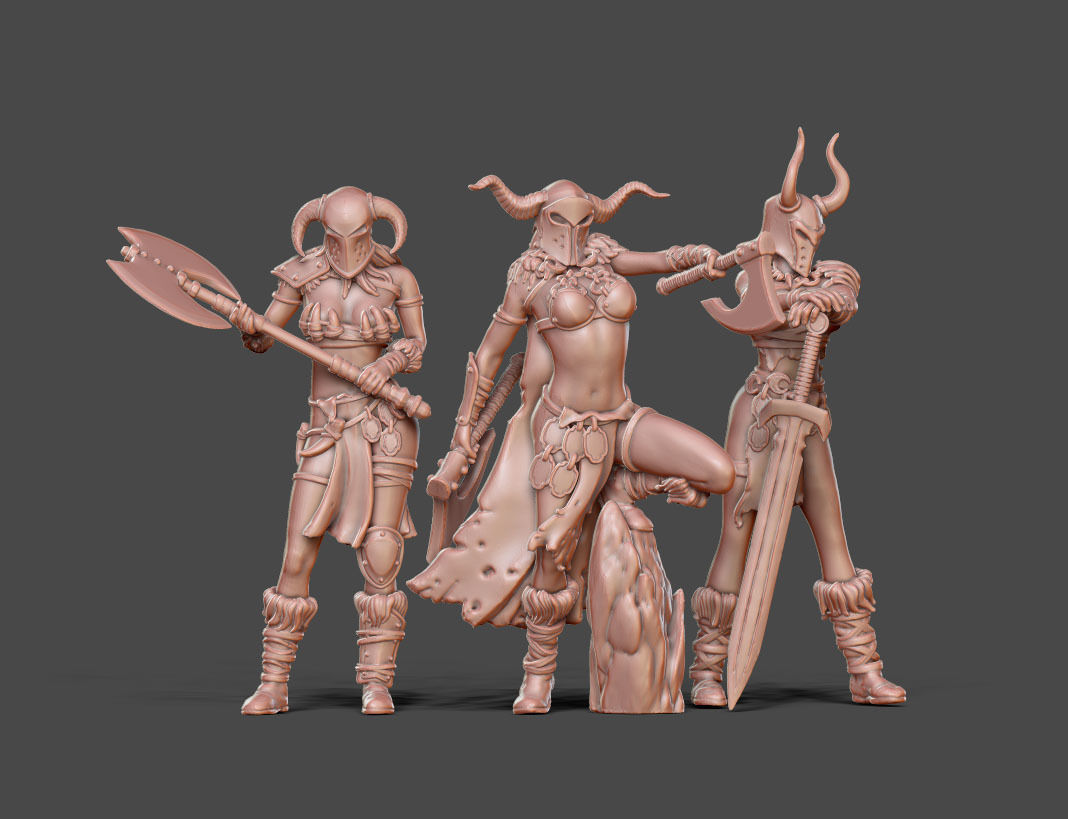 Barbarian bundle II - 3 miniatures 35 m scale 3D print model_1