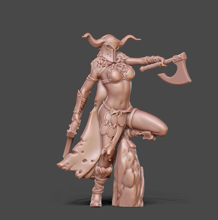 Barbarian bundle II - 3 miniatures 35 m scale 3D print model_16