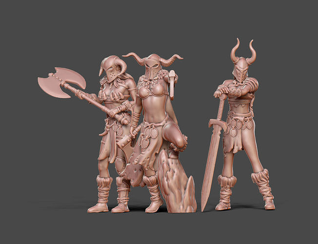 Barbarian bundle II - 3 miniatures 35 m scale 3D print model