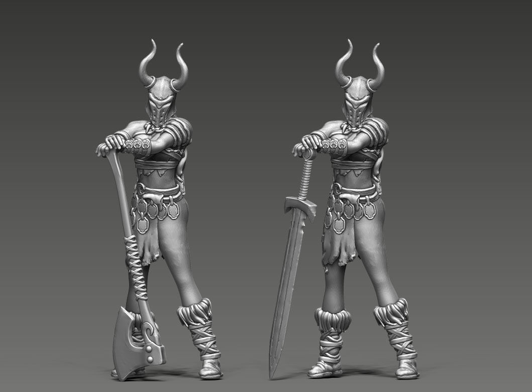 Barbarian bundle II - 3 miniatures 35 m scale 3D print model_18
