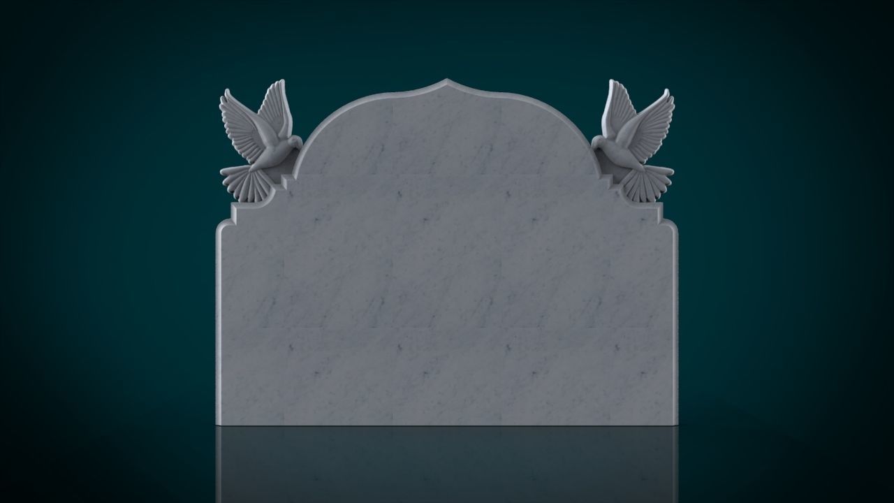 memorial tombstone with dove 3D print model_4