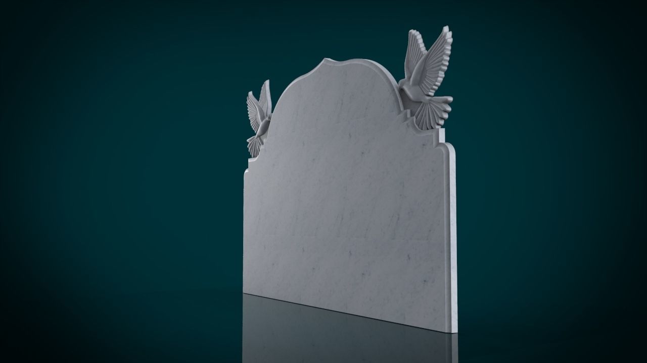 memorial tombstone with dove 3D print model_5