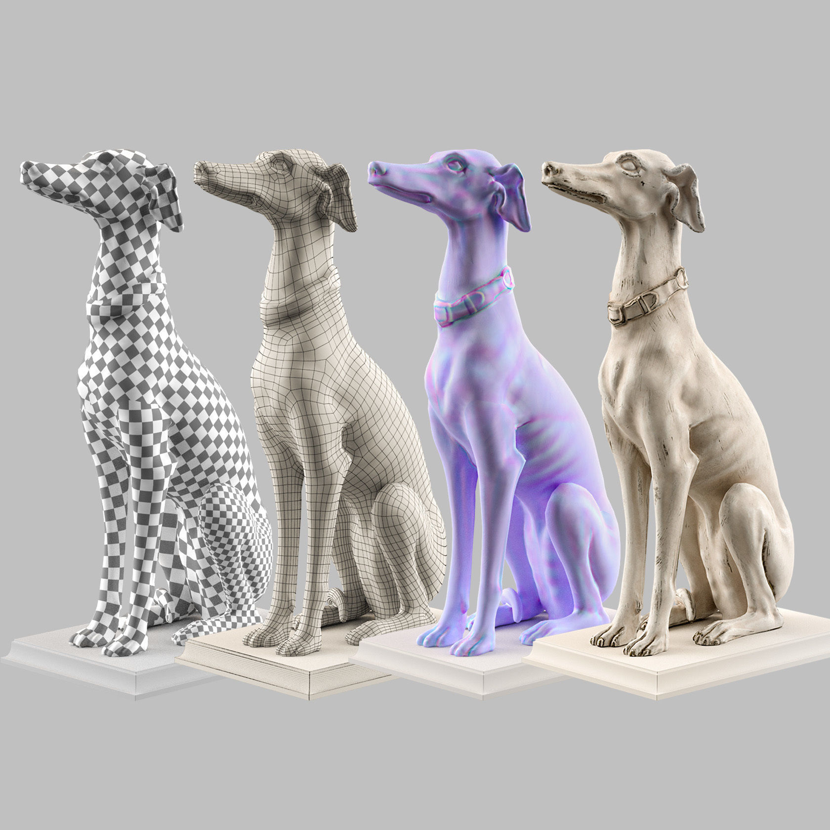 Roberto Giovannini Gray Hound LowPoly PBR Low-poly 3D model_1