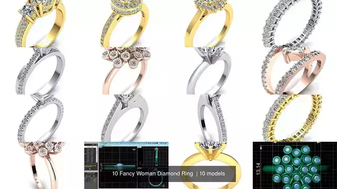 10 Fancy Woman Diamond Ring 