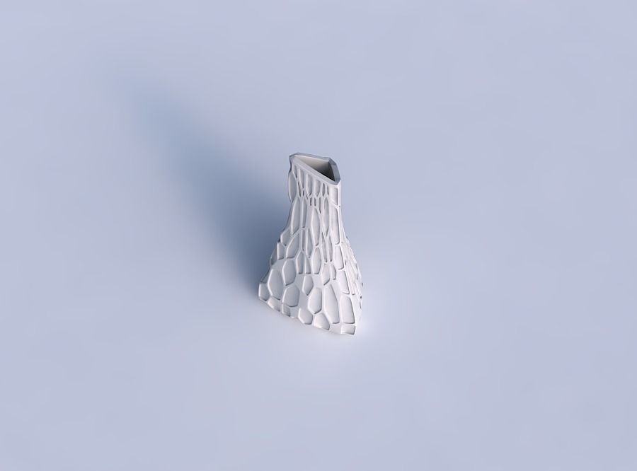 Vase grounded tilted triangle with organic dents 3D print model_1