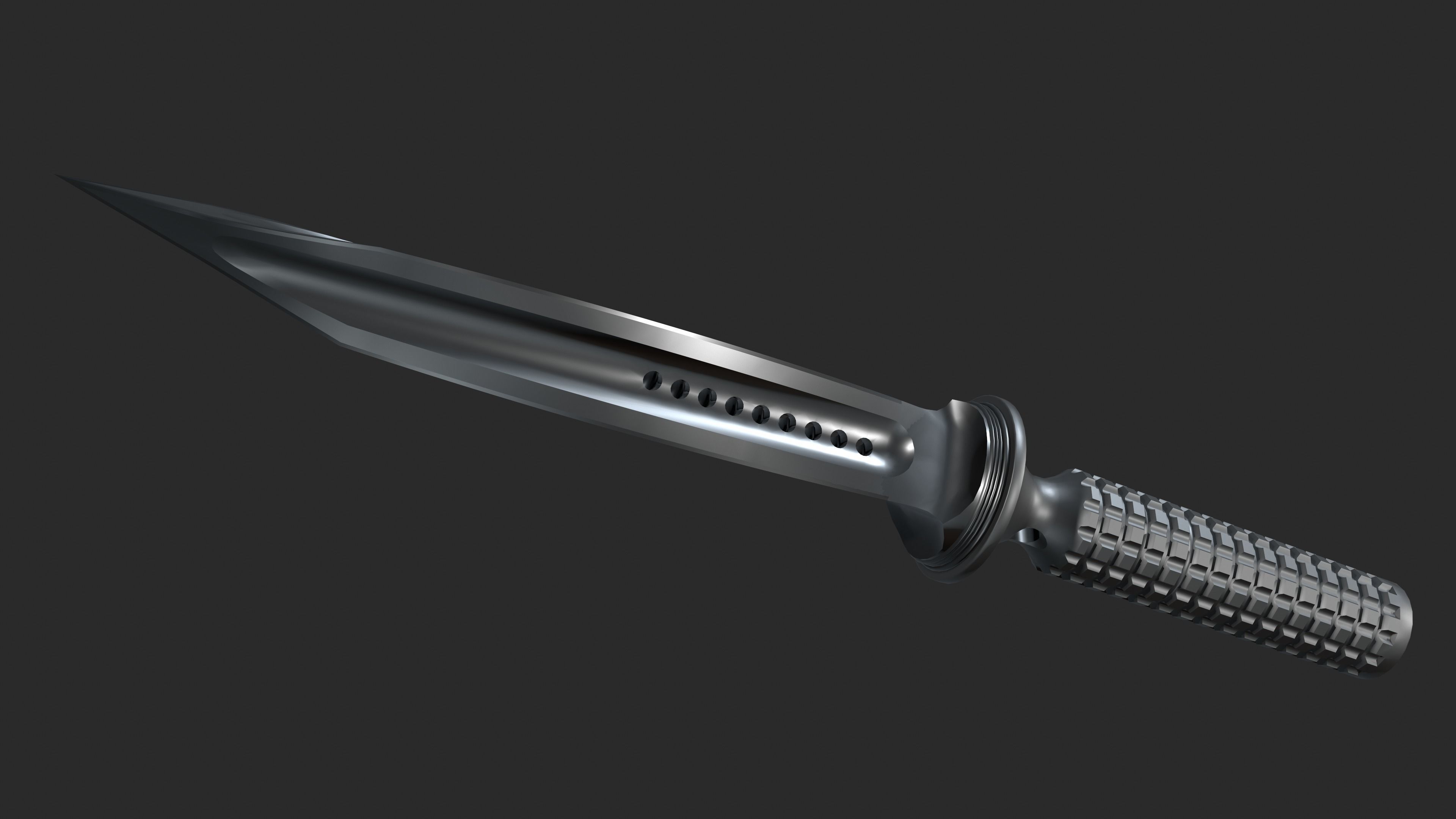 Triangle Shaped Microtech Jagdkommando Tri-dagger Knife Low-poly 3D model_5