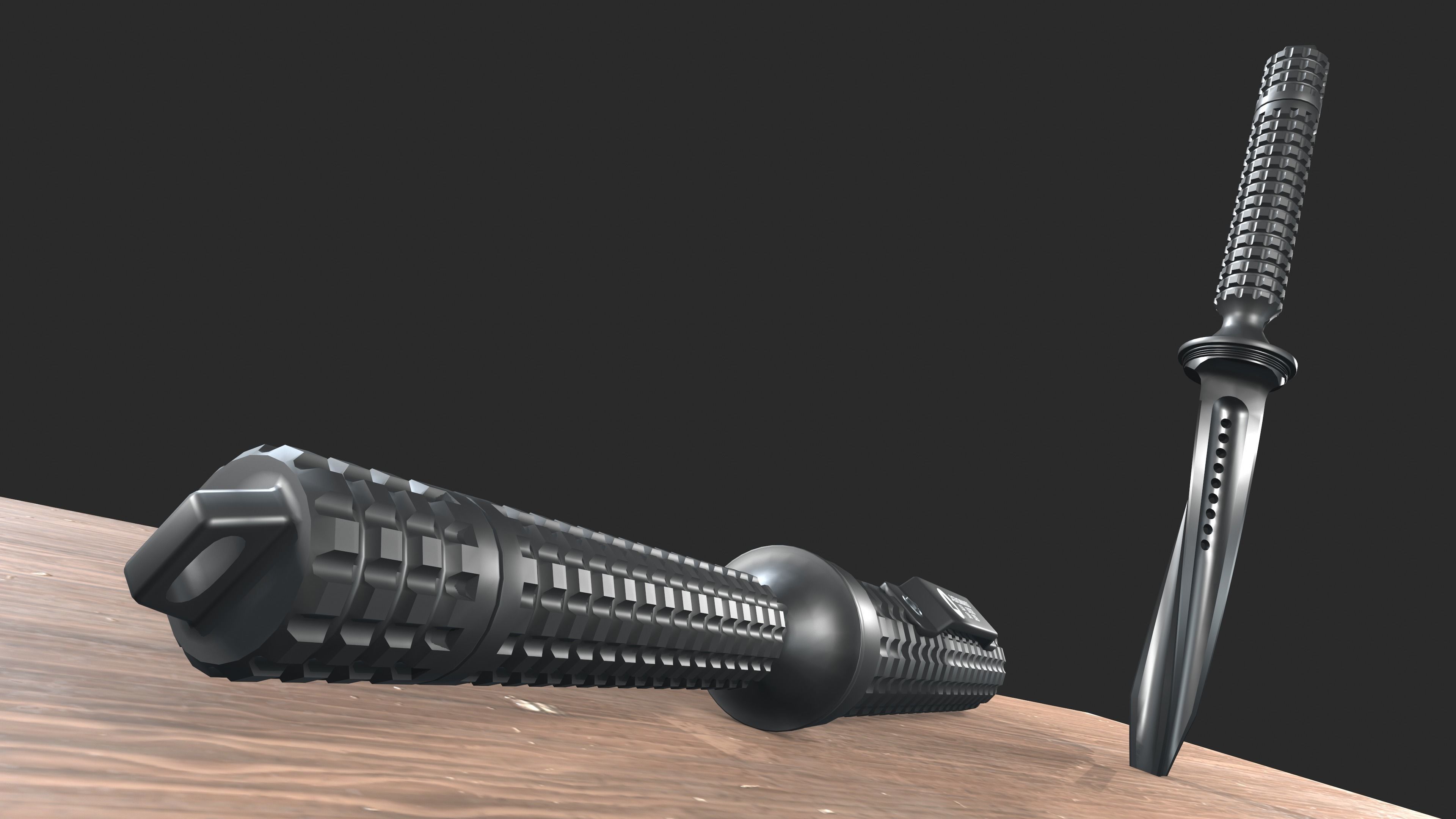 Triangle Shaped Microtech Jagdkommando Tri-dagger Knife Low-poly 3D model_15