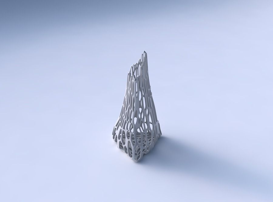 Vase grounded tipping triangle with cracked organic lattice 3D print model_3