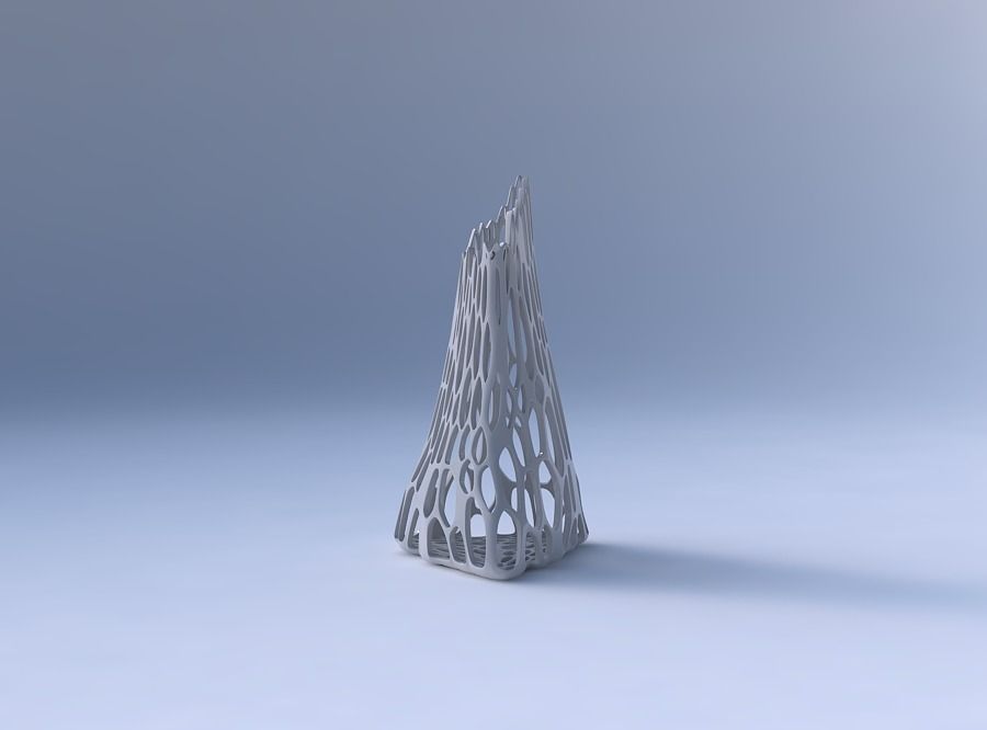 Vase grounded tipping triangle with cracked organic lattice 3D print model_4