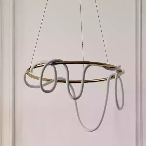 Sculptural Brass Circular Light Pendant by Morghen Studio