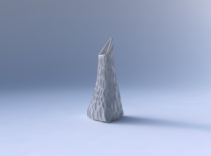 Vase grounded tipping triangle with crystal dents 3D print model_4