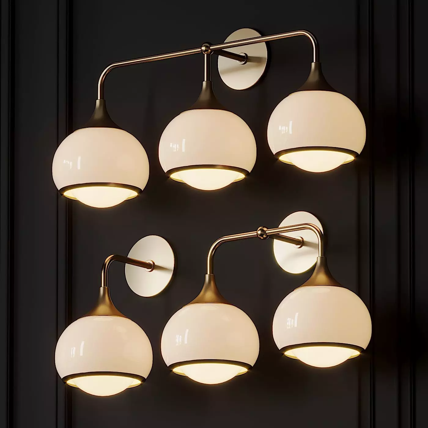 Reese 3-2-1-Light Aged Brass Wall Sconce 3D model_0