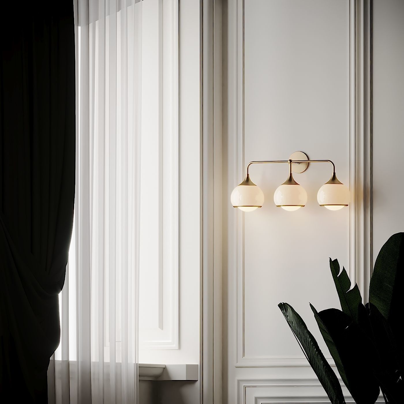 Reese 3-2-1-Light Aged Brass Wall Sconce 3D model_5