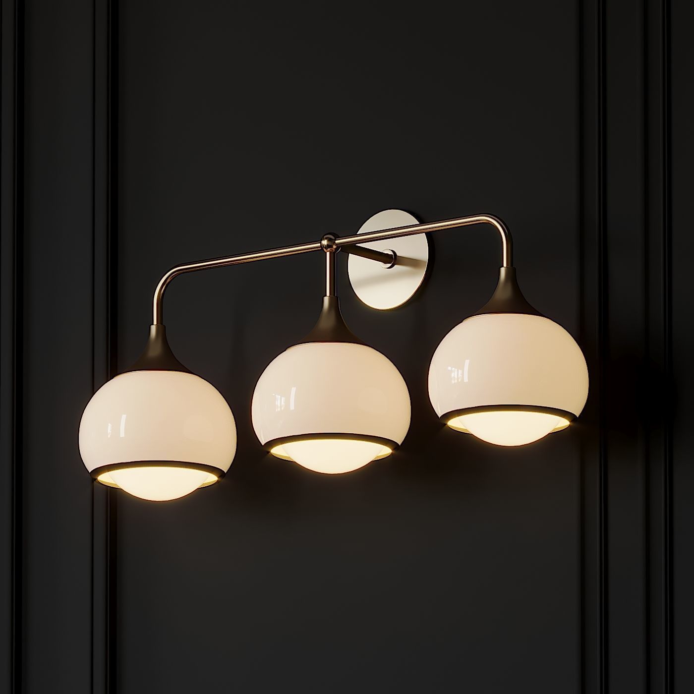 Reese 3-2-1-Light Aged Brass Wall Sconce 3D model_1