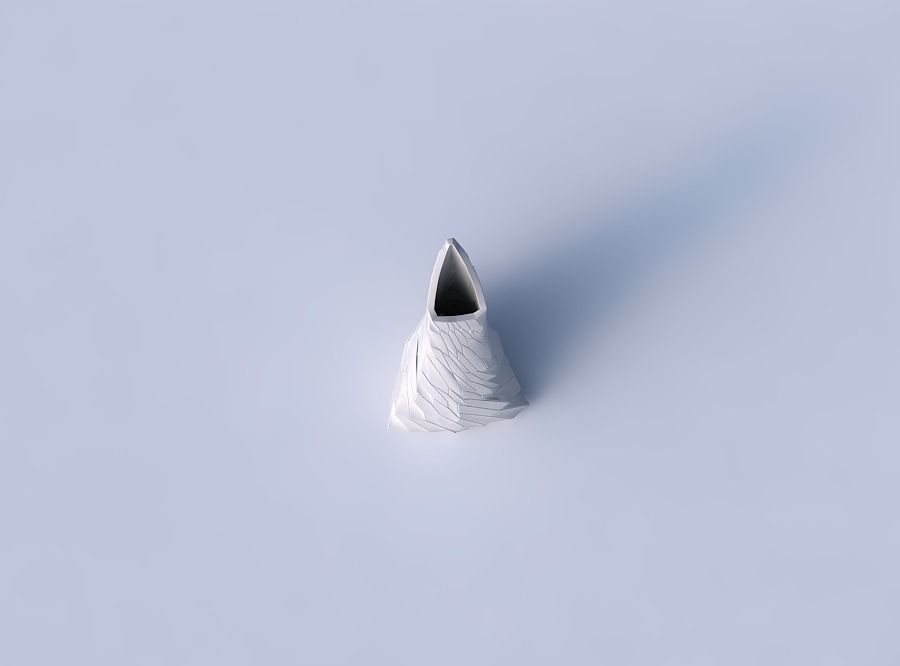 Vase grounded tipping triangle with fine twisted organic cells 3D print model_2