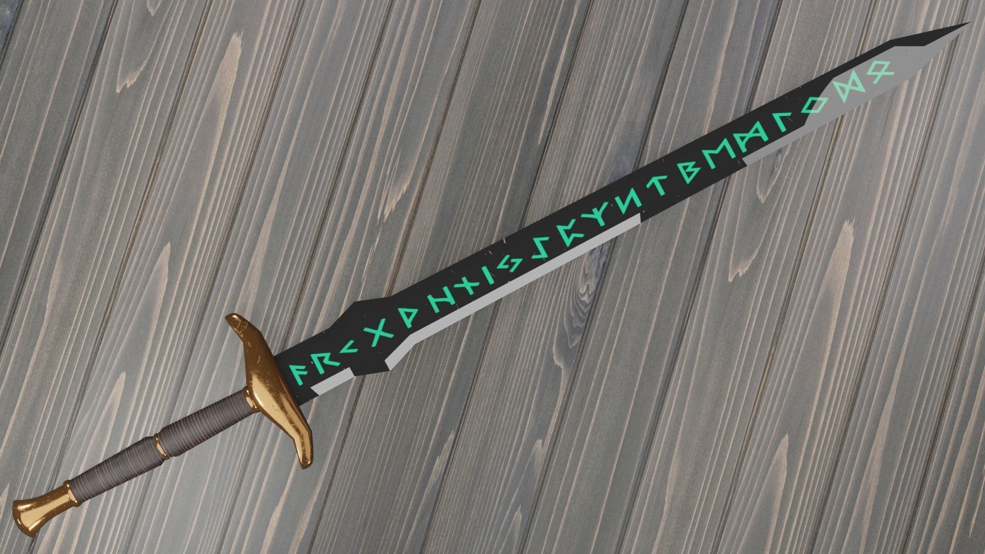 Fantasy Sword Low-poly 3D model_1