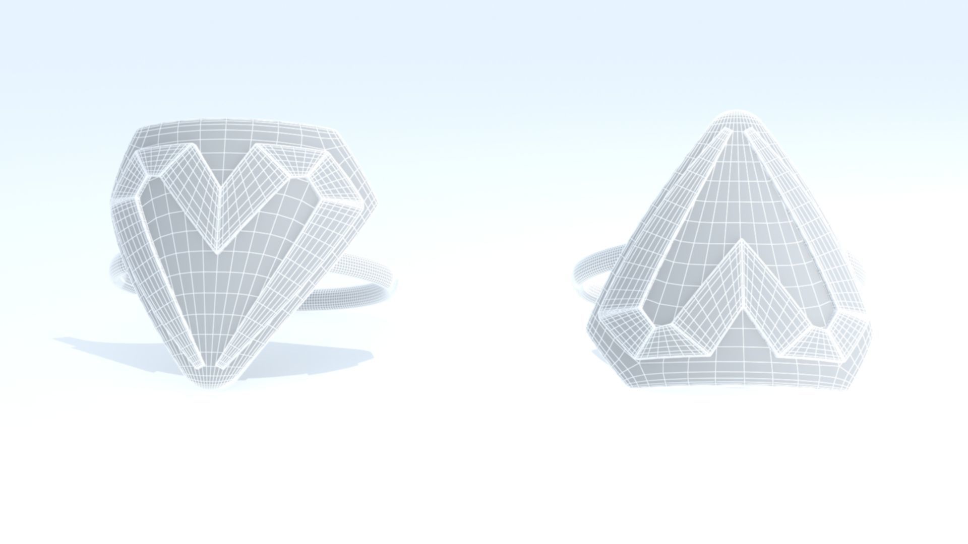 M and W Logo Ring 3D print model_12