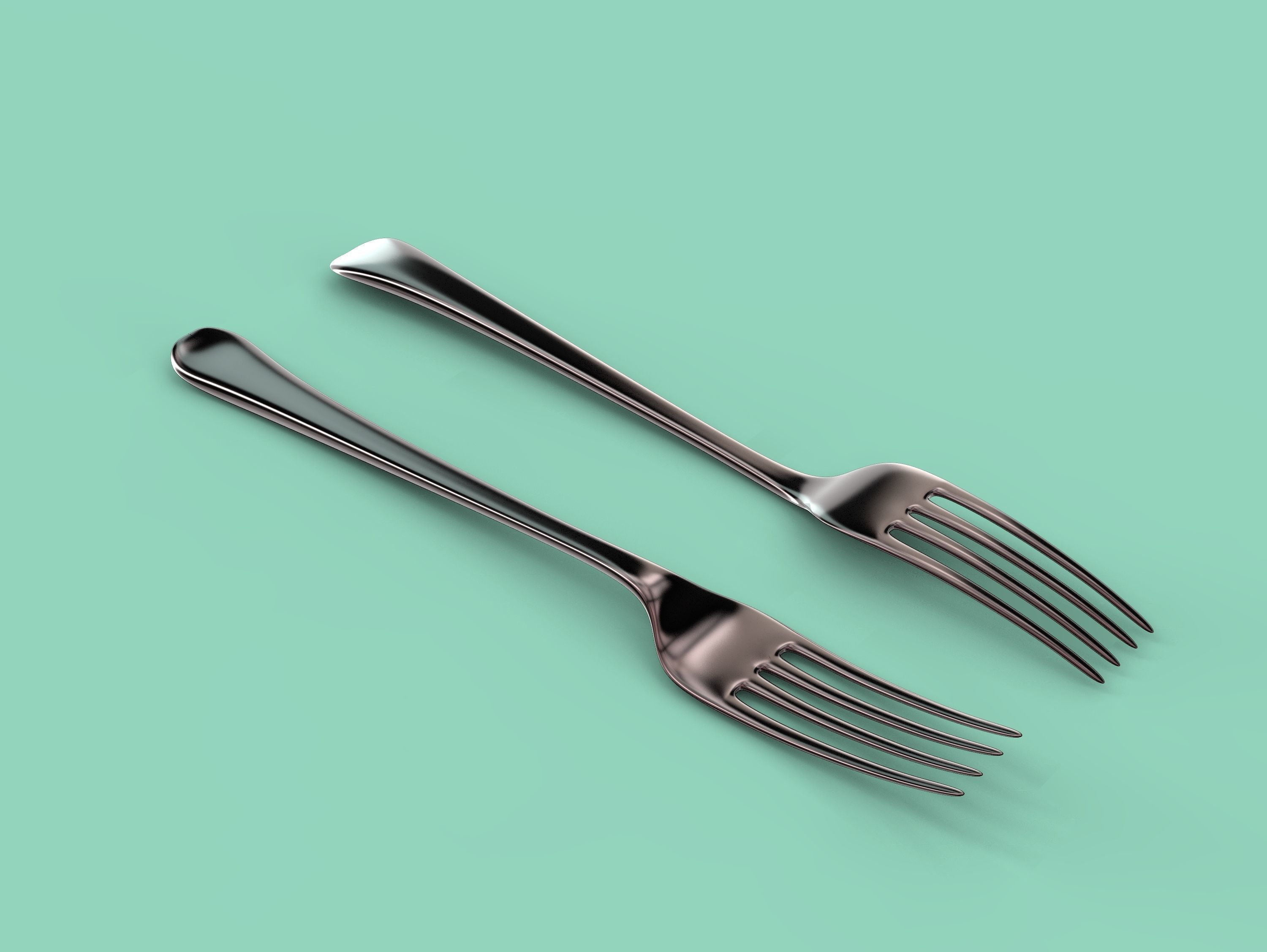Metal fork  3D model_3