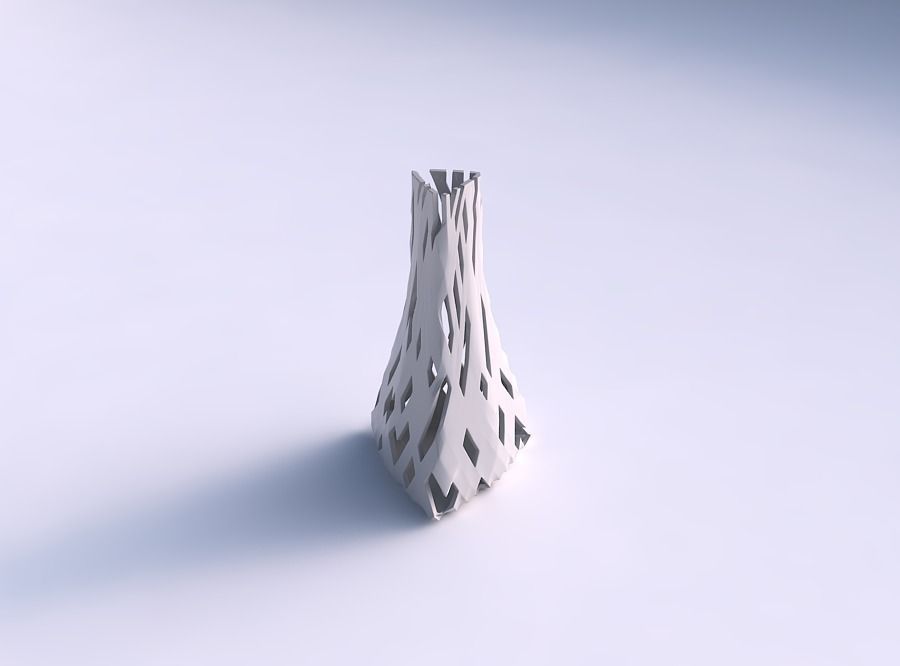 Vase grounded triangle with cuts 3D print model_0