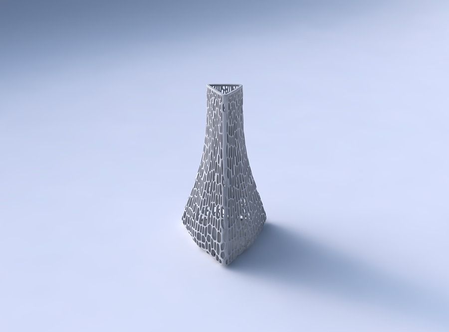 Vase grounded triangle with dense organic lattice 3 3D print model_3