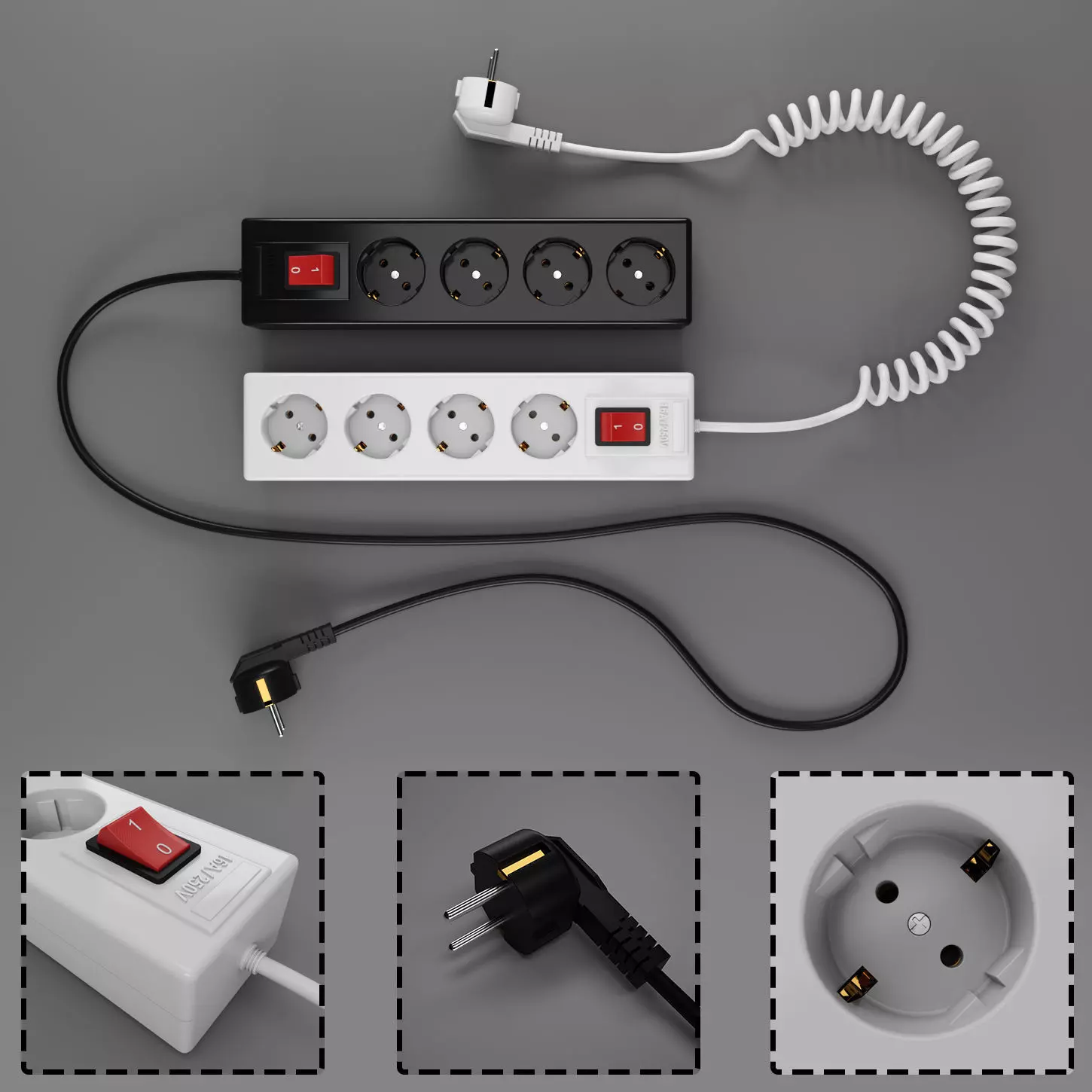 Extension cord Low-poly 3D model
