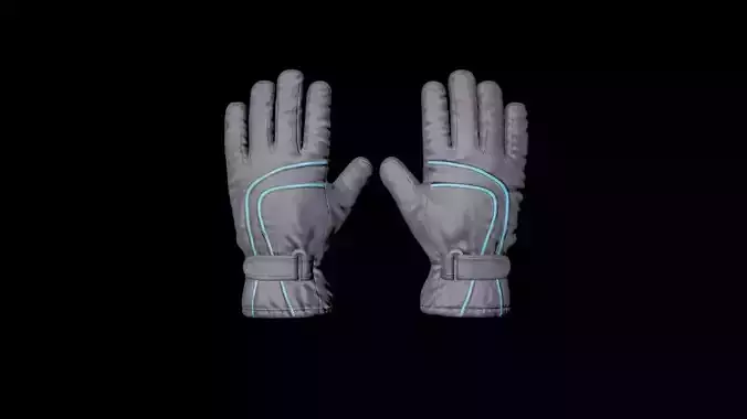 Winter Sledge Gloves Low-poly 3D model